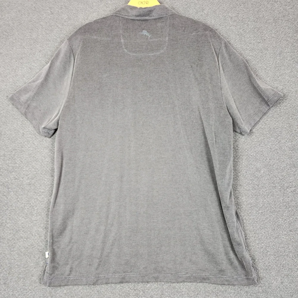Tommy Bahama Mens Grey Micro‎ Stripe Tencel Modal Polo Shirt Size M